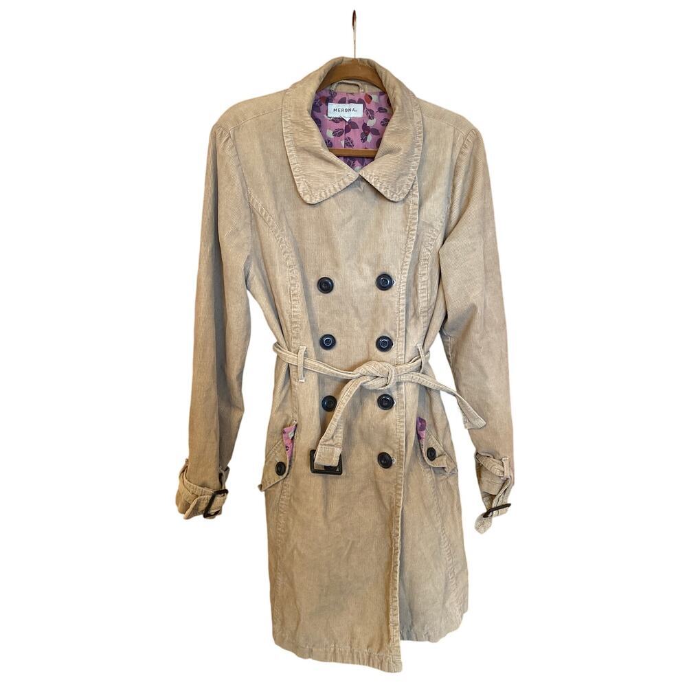 VINTAGE Corduroy Beige Tan Warm Winter Merona Y2K Trenchcoat XL